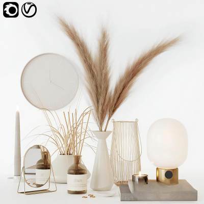 现代干枝花瓶烛台灯书籍摆件-02